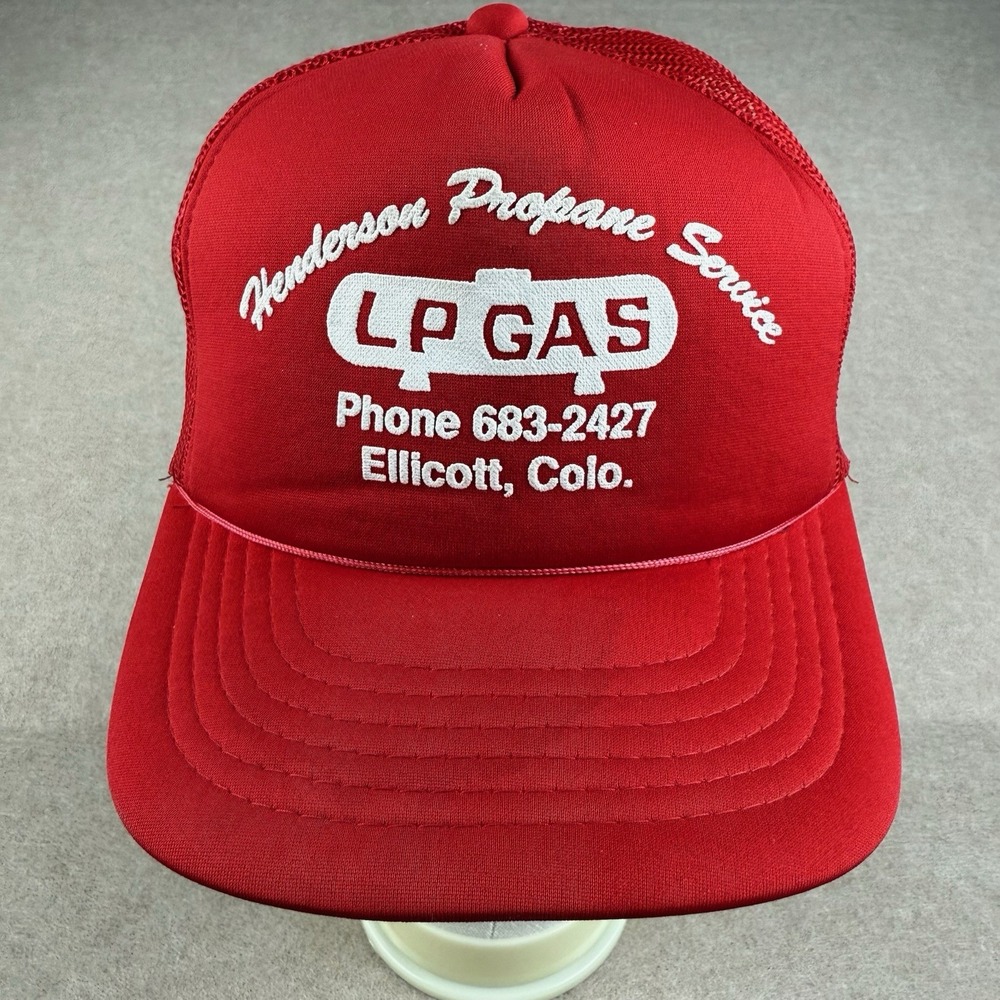 Henderson Propane Service LP Gas‎ Trucker Hat Snapback Cap Red Mesh Foam Promo